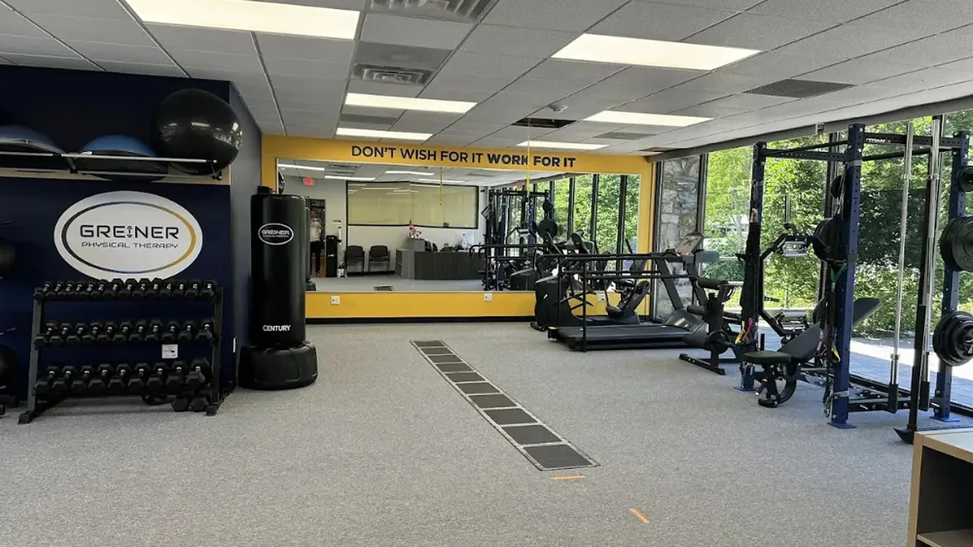 The gym floor at Greiner Physical Therapy in Speonk, NY